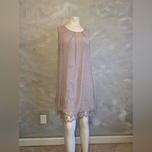 Amanti Made In Italy Lagenlook Swing Tank Tunic Mini Dress Lace Sz M (SILK?)